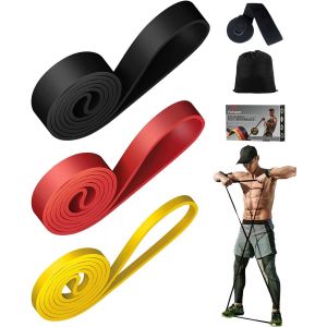 Bande Elastique Musculation(Lot De 3) Élastique Musculation Traction Avec 3 Niveaux De Résistance,D'ancrage De Porte,Bande Elastique Sport Pour Gymnases Domicile,Bande Resistance Musculation - Neuf