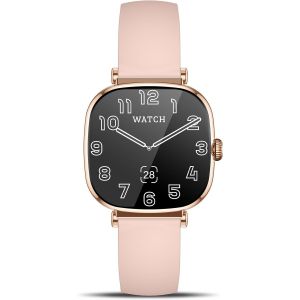 2025 Montre Intelligente Pour Femme 1.7"" Amoled Carrée Avec Fonction D'Appel,Fréquence Cardiaque 24 Heures,Moniteur De Stress/Spo2/Sommeil,Plus De 100 Modes Sportifs,Montre De Sport Ip68 Rose - Neuf