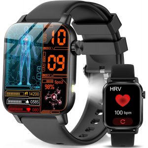 Montre Connect&eacute;e Homme Femme,1.85"" Hd Smartwatch Avec Tension Art&eacute;rielle,Fr&eacute;quence Cardiaque/Spo2/Moniteur De Sommeil,Avec Appel Bluetooth/100+ Modes &Eacute;tanche Ip68 Montre Sport[MON8300168] - Neuf