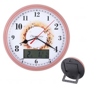 HJLIAN Horloge murale elegante a double usage, horloge de table a quartz avec affichage du calendrier lunaire - Neuf