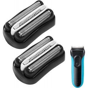 Kalanka-Lot De 2 Têtes De Rasoir 32b, Pièce De Rechange Braun Series 3 Compatible Avec Rasoirs Électriques Homme 300s, 301s, 310s, 3020s, 3030s, 3040s, 3050cc, 3080s, 3090cc, 350cc, S3 Grille Rasoir - Neuf