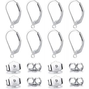 Kal-Boucles D'oreilles Cr&eacute;oles Huggie En Argent Sterling 925, 8 Pi&egrave;ces, Crochets De Boucles D'oreilles Hypoallerg&eacute;niques Pour La Fabrication De Boucles D'oreilles Pendantes Dorp 14mm - Neuf
