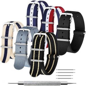 Jfkjg-Nato Strap 6 Packs 18mm 20mm 22mm Bracelets De Montre En Nylon Balistique Bracelets Zulu Boucle En Acier Inoxydable Avec Barre À Ressort Et Outil De Broche De Liaison - Neuf