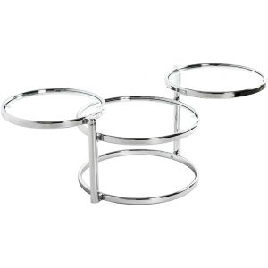 SUBZONAL-M&ouml;bel Table Basse chrom&eacute;, m&eacute;tal, Verre tremp&eacute; - Dim.: L 58-140 cm x H 43 cm x P 50 cm, Style: Modern - Neuf