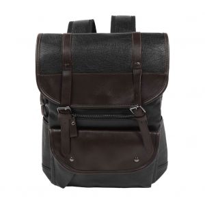 Sac a dos tendance a double bandouliere en cuir PU pour homme, ideal pour les loisirs et les etudiants (noir) - Neuf