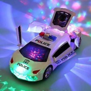 Dancing Deformation Rotating Universal Police Car Electric Stunt Car With Lights Automatically Open the Door Boy Childrens Toys-voiture de police blanche - Neuf