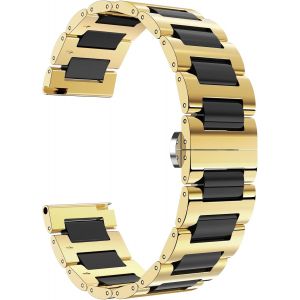 Tianyi-Bracelet De Montre En Céramique Avec En Acier Inoxydable Poli 12mm/14mm/16mm/18mm/20mm/22mm Avec Boucle Papillon - Neuf