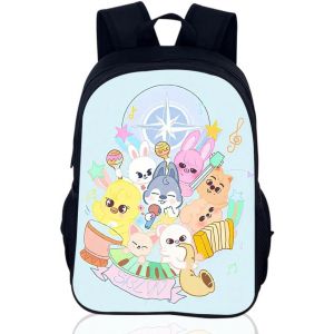 KALANKA-Stray-kid Cartable,Cartoon Enfants Cartable,Grande Strykids Capacité Cartable,Stray-kid Thème Cartable,Sac à Dos Retour à L'école Léger Sac à Bandoulière Unique -16 Pouces - Neuf