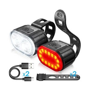 Ensemble D'&eacute;clairage V&eacute;lo Double Led - Avant Et Arri&egrave;re, 350 Lumens, Plusieurs Modes, Durable, L&eacute;ger, Parfait Pour La Conduite De Nuit Et Les Aventures En Plein Air - Neuf