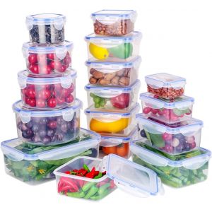 Checarzhn--No1-Boîte Alimentaire Plastique Lot De 32 Pièces (16 Récipients+16 Couvercles) Avec Couvercles Hermétiques Empilable Pour Lave Vaisselle,Congélateur,Micro-Ondes - Neuf