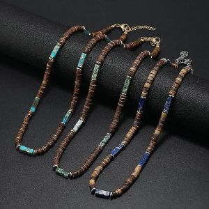 Vintage Boh&egrave;me Bijoux D'&eacute;t&eacute; Bijoux De Style Ethnique Marron Noix De Coco Coquille Perles De Bois Collier En Pierre Naturelle Bijoux Pour Hommes - Neuf