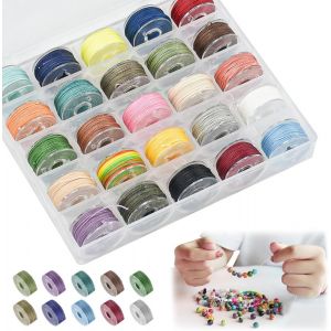 Kalanka-25 Rouleaux Fils Cirés Colorés 0.45mm*16m - Cordon En Polyester Pour Bracelet, Collier Et Bricolage Artisanat - Neuf