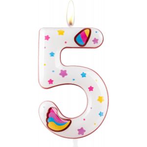 Chenquansarl-Bougie D'anniversaire En Forme De Chiffre 5 - Décoration De Gâteau D'anniversaire - Fournitures De Décoration De Gâteau Sur Le Thème Des Étoiles Pour Enfants Garçons Et Filles - Neuf