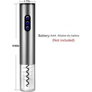 Ouvre-Bouteille De Vin Électrique,Ouvre-Bouteille De Vin,Tire-Bouchon En Acier Inoxydable Alimenté Par Batterie Avec Coupe-Feuille - Neuf