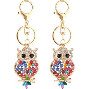 Kal-Porte Clef Femme, Lot De 2 Porte Bonheur En Forme De Hibou, Bijou De Sac, Pendentif De Sac Hibou Créatif En Alliage Avec Strass, Idéal Pour Les Mères, Les Filles, Les Épouses Et Les Amies - Neuf