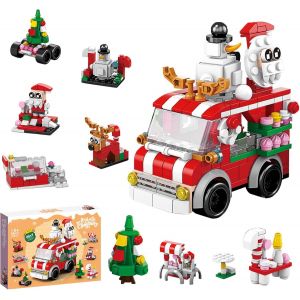 lbgwp60-Kits De Construction De Noël Avec, Jouet De Noël Blocs De Construction De Noël Set De Jeux De Construction Inclus Père Noël Arbre De Noël Renne, Cadeau Pour Garçons Et Filles - Neuf