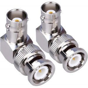 TIANYI-2 Pack BNC Mâle vers Femelle Adaptateur Coudé 90 Degrés RF Coaxial pour Caméras de Sécurité/Câble d'Extension Connecteur à Angle Droit - Neuf