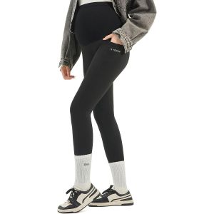 Legging De Grossesse Pour Femme Avec Poches Opaque Taille Haute Pantalon Maternit&eacute; Doux Et Extensible Mode De Grossesse Yoga Sport - Neuf