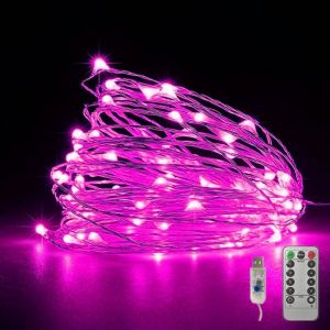 KAL-Guirlande Lumineuse Led En Fil De Cuivre Alimentée Par Usb - 8 Modes Avec Minuterie Et Télécommande - Pour Maison, Chambre À Coucher, Fête D'Anniversaire, Mariage, Noël, Festival (10 M, 100 - Neuf