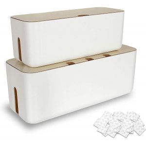 Lot 2 Boîte Cache Câble, Grand Boîte De Rangement Câbles Electriques Avec Bois Couvercle, Boite Cache Multiprise Pour Protection De Câble Et Multiprise Electrique¿ - Neuf