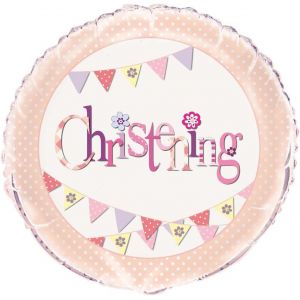 Kal-Ballon Rond En Aluminium Pour Baptême Rose 45 Cm - Neuf