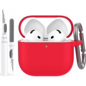 Coque AirPods 4 (2024) avec Kit Nettoyage Silicone &Eacute;tui Protection pour AirPods 4&egrave;me G&eacute;n&eacute;ration Anti-Rayures Housse pour Apple AirPods 4 Supportant Recharge USB-C et Recharge sans Fil - Neuf
