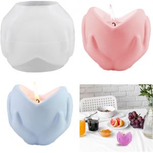 Bougeoir en silicone en forme de c?ur - En silicone - En forme de c?ur - En r&eacute;sine &eacute;poxy - En forme de c?ur - Bougeoir en silicone - Moule &agrave; couler - Amour - B&eacute;ton - Pl&acirc;tre - Moule en forme de c?ur - Neuf