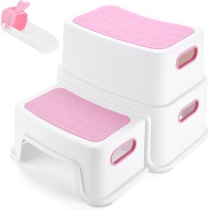 SUBZONAL-Marchepied Enfants,Marchepied &agrave; 2 Marches,Marche Pied Toilette,Tabouret Marchepieds &agrave; Deux Marches pour Enfant pour lavabo de Salle de Bain,Antid&eacute;rapant,Marche Pied Enfant 2 Marches - Neuf