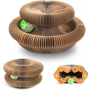 Kalanka-Griffoir Pour Chat Carton Avec Cloche - Jouet Interactif Pliable Et Transformable, Grattoir Chat &Agrave; Formes Multiples, Griffoire &Agrave; Chats Pour Stimuler L'instinct Naturel - Neuf