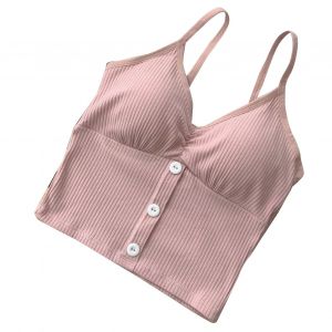 Debardeur A Bretelles Spaghetti Et Col En V Pour Femme, Dos Nu, Confortable, Respirant, Sans Fil, Pour Le Printemps, L'ete, Le Sport Quotidien, Rose Clair - Neuf