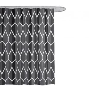 HJLIAN Rideau de douche impermeable en polyester, motif geometrique abstrait, rideau de douche leste de luxe moderne pour salle de bain, noir - Neuf