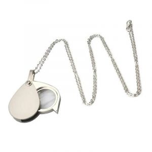 10x Verre Lentille Collier Chaîne Loupe Monocle Pendentif Journal Livres Lecture Outil Microscope Bijoux Loupe - Neuf