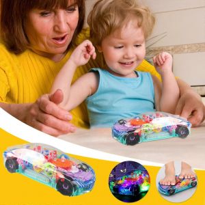 Jouets De Bain Enfants Enfants Clignotant Jouet Transparent Lumière Coloré Led Musique Engrenage Mécanique Voiture Modèle Lumineux Cadeau - Neuf