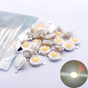 KAL-Lot De 50 Puces Led Haute Puissance 1/3 W - Super Luminosité - Intensité Lumineuse Smd - Composants - Diode - Ampoule À Perles - Pour Projecteurs - 1 W - Blanc Chaud (3000 K) - Neuf