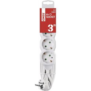 KALANKA-- Bloc multiprise 4 Prises 3 m - 4 Prises Schuko orientées à 45° - 250 V, 16 A, 3680 W - Isolation PVC de qualité supérieure - H05VV-F3G 1,5 mm² - Protection renforcée Contre Les Contacts - I - Neuf