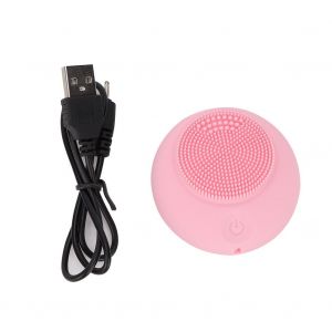 Instrument de nettoyage electrique en silicone, brosse de massage a vibrations ultrasoniques, nettoyeur de pores, rose - Neuf