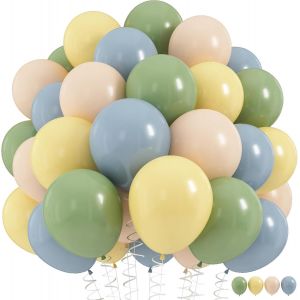 SJZG-Lot De 60 Ballons Vert Sauge, Jaunes, Bleus, De 30 Cm, Style Rétro, Vert Sauge, Vert Macaron, Pastel, Jaune, Blanc, Sable, Beige, Bleu Poussiéreux En Latex, À L'Hélium, Pour Décoration D'Anniver - Neuf