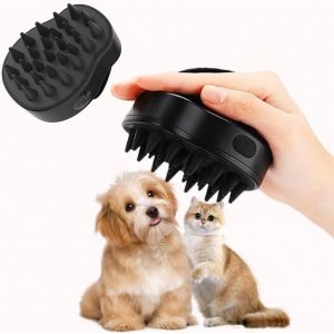 Electric Cat Brush-Rechargeable Pet Bath Brush With Soft Silicone Non-Slip Handle-Waterproof Self Cleaning Grooming Massage Comb For Dogs And Cats - Neuf
