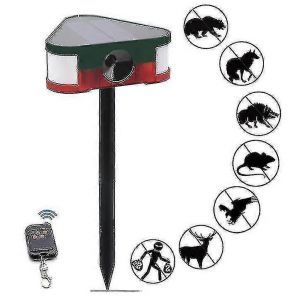 Alarme solaire, r&eacute;pulsif ultrasonique pour animaux, r&eacute;pulsif pour oiseaux d'ext&eacute;rieur, r&eacute;pulsif pour jardin - Neuf