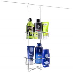 &reg; Serviteur de douche 2 paniers &agrave; suspendre chrom&eacute; | en largeur 23 cm | &Eacute;tag&egrave;re de douche &agrave; suspendre design - Neuf