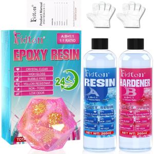 Resine Epoxy - Kit Resine Epoxy Transparente 520ml, Rapport De M&eacute;lange 1:1 R&eacute;sine Epoxy Pour La D&eacute;coration Int&eacute;rieure, Epoxy Resine Pour Porte-Cl&eacute;s, Marque-Pages, Fabrication De Bijoux - Neuf