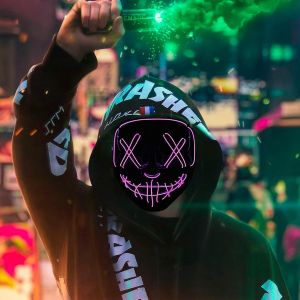 Halloween Carnival Masque Led,Masque De Purification Led,Masque &Eacute;clair&eacute;,3 Modes D'&eacute;clairage,Pour Halloween Carnaval Couple Masques Cosplay Et F&ecirc;tes - Neuf