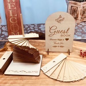 Livre D'or De Mariage Décorations De Noël Halloween Avec 72 Coeurs En Bois Signe Pour Fête D'anniversaire Remise Des Diplômes Bébé Douche Décor Rustique Idyllique (Rectangle) - Neuf