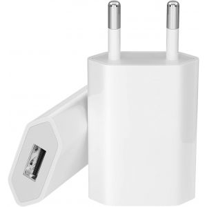 Bloc Prise Chargeur USB 2 pièces 5V1A, Adaptateur Secteur Universel pour iPhone 16, 15, 14, 13, 12, 11, 8, 7, 6 Mini SE X XS XR et Samsung Honor Xiaomi Huawei Tablette Téléphone. - Neuf