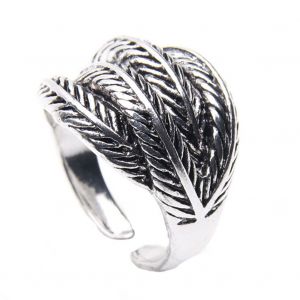 Bague elegante en alliage avec plumes et feuilles pour femme, bijou tendance, decoration feminine - Neuf