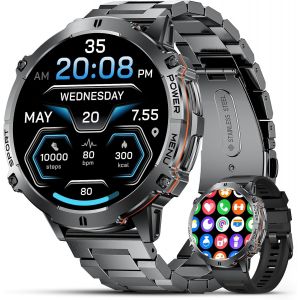 Montre Connectée Homme Avec Appel Bluetooth, 1.73'' Amoled Grand Écran Smartwatch Homme Avec Fréquence Cardiaque Moniteur De Sommeil/110+ Sportifs, Etanche 5atm Pour Android Ios, Batterie 900 Mah - Neuf