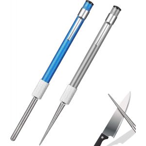 2 Pi&egrave;ces Aff&ucirc;tage Stylo Couteau Aiguiseurs Diamant R&eacute;tractable Pierre Aiguiseur Stylo &Agrave; Aiguiser Couteaux Aiguiseur Diamant Portable Pour Couteaux D'aff&ucirc;tage De Camping De Cuisine En Plein Air - Neuf