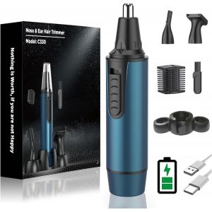 Nsiecd-Tondeuse Nez Homme, 3 En 1 Professionnelle Tondeuse Nez Oreilles Homme, Electrique Sans Douleur Tondeuses Nezs & Rasoir Nezs Hommes,&Eacute;tanch&eacute;it&eacute; Ipx7,Lames &Agrave; Double Tranchant, Nettoyage Facile, - Neuf