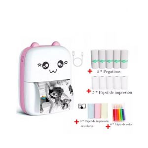 Mini imprimante photo thermique portable (rose), imprimante de poche sans fil Bluetooth avec 13 rouleaux de papier thermique, imprimante mobile rechargeable instantanée pour étiquettes photo et mémos - Neuf