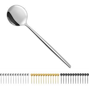 Oayew-Lot De 12 Cuill&egrave;res Exquises De 12 Cm - Poli Miroir - Cuill&egrave;res &Agrave; Caf&eacute;, &Agrave; Soupe Et &Agrave; Expresso En Acier Inoxydable - Pour La Maison, Les Restaurants Et Les F&ecirc;tes - Neuf